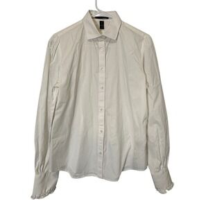 Lauren Ralph Lauren Creme Button Down precious feminine ruffle sleeve detail